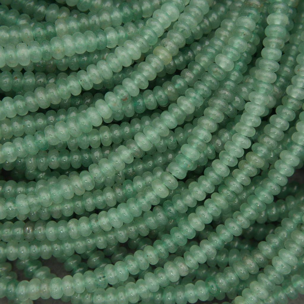 Green aventurine rondelle beads strand translucent mint green gemstone beads