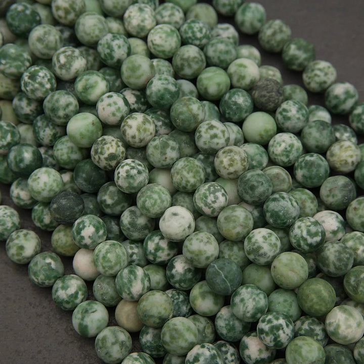 Green Tree Agate beads with moss-like green patterns