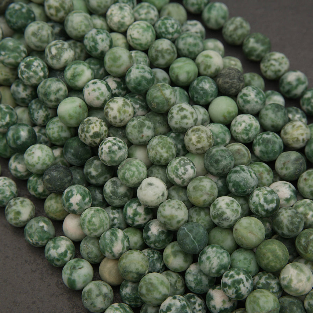 Green Tree Agate beads with moss-like green patterns