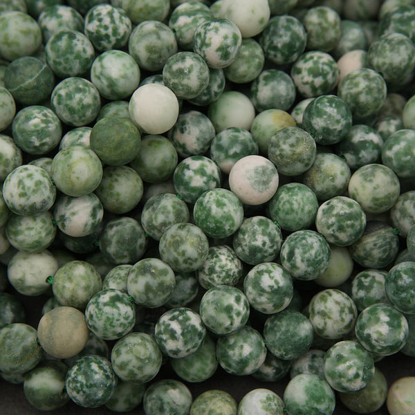 Natural Green Tree Agate round gemstone beads