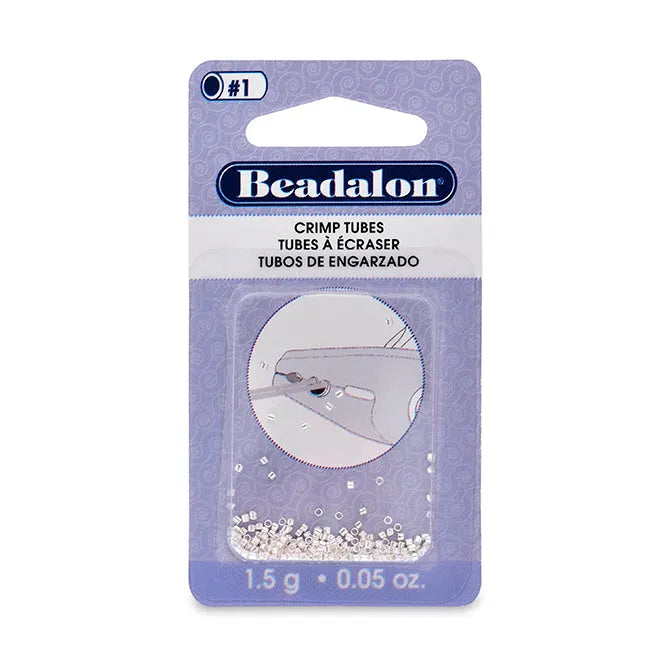 Crimp Tubes, Size #1, 0.8mm I.D., 1.3mm O.D., Silver Plated, appx. 160 pc., Tejas Beads, Jewelry Findings