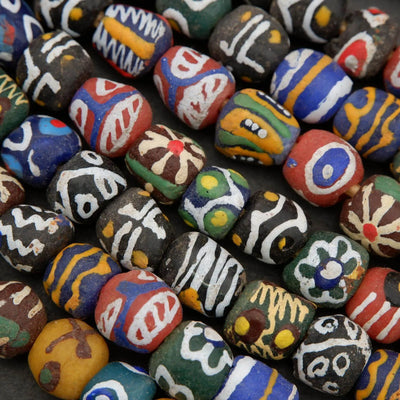 Mixed Karaga Medley Krobo Fused Glass · Matte · Freeform Round · 11mm