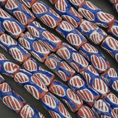 Ghanaian Krobo Painted Glass · Matte · Tube · 12mm