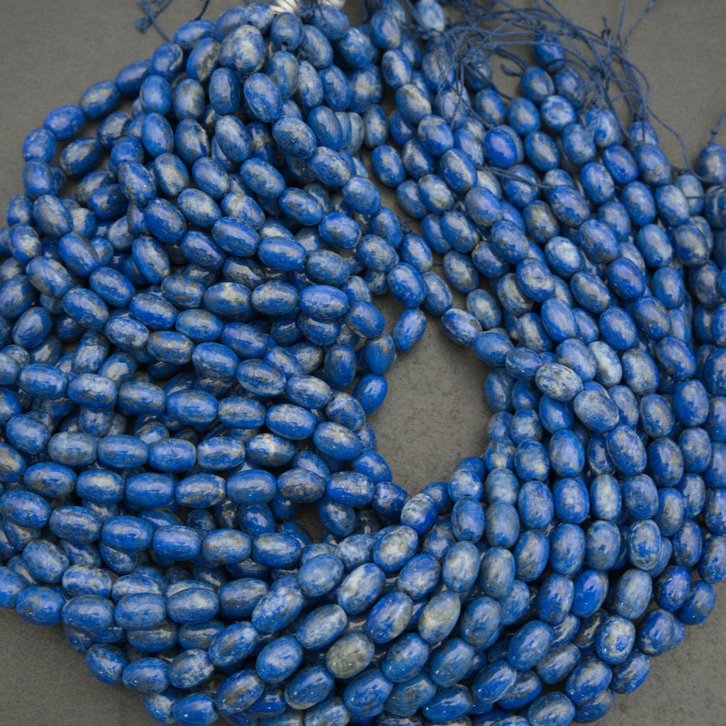 Close-up of blue beads on a gray background