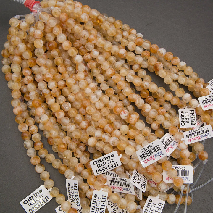 Golden yellow citrine gemstone bead strand