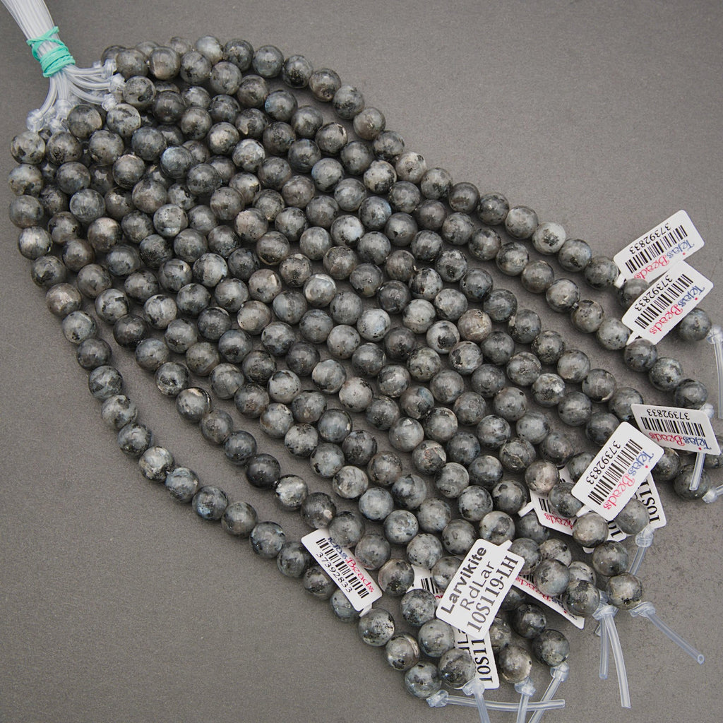 Grey larvikite beads