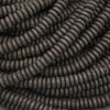 Natural black lava stone rondelle gemstone beads with a rustic texture for handmade bracelets and necklaces.