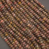 Natural Leopard Skin Jasper rondelle beads in earthy brown, tan, and red tones