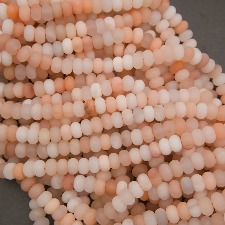 Matte Peach Aventurine gemstone beads for jewelry making and crafts.