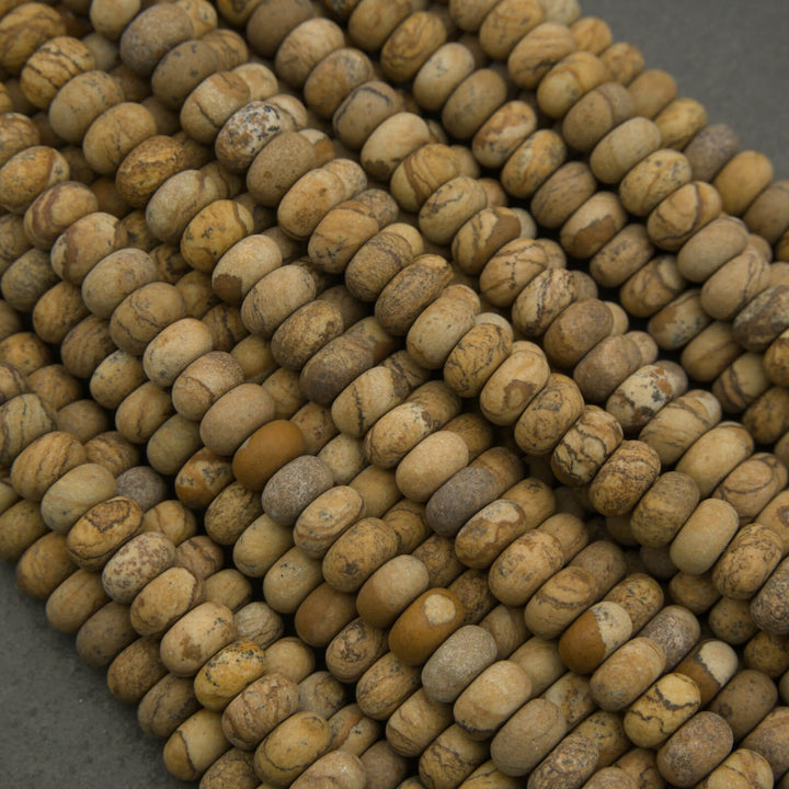 matte picture jasper rondelle beads.
