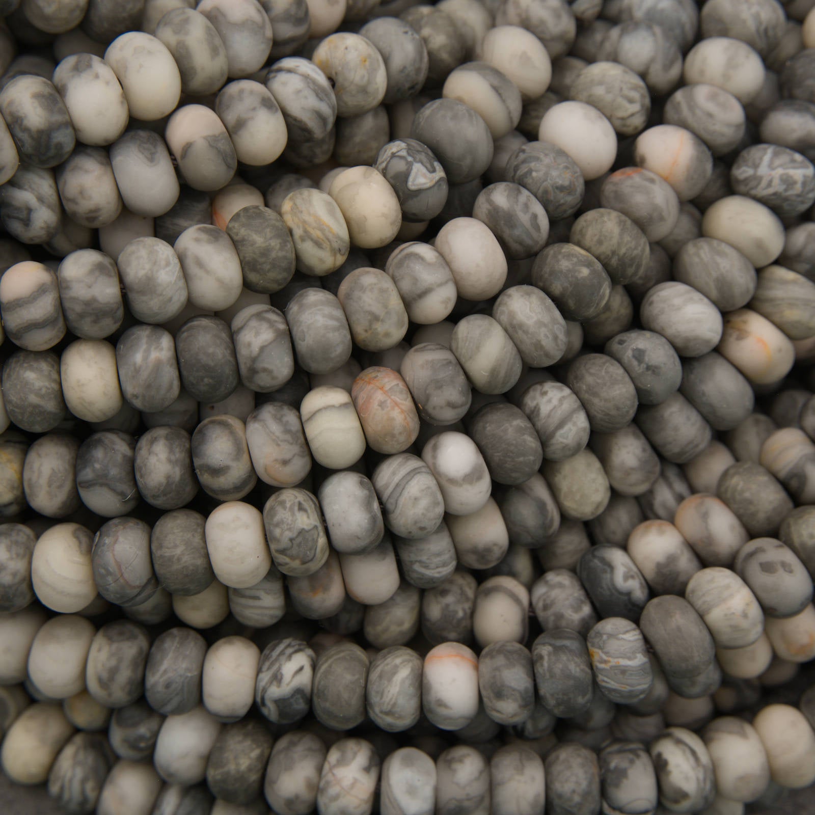 Silver Crazy Lace Agate · Matte · Rondelle · 6mm, 8mm **CLEARANCE