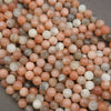 Faceted Multicolor Moonstone bead strand in peach and gray tones