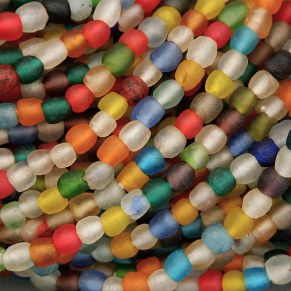 Close-up of multicolored glass beads.