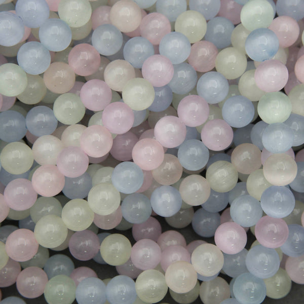 Close-up of pastel-colored round beads.