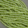 Lime green peridot beads in small faceted rondelle shape, jewelry making supply