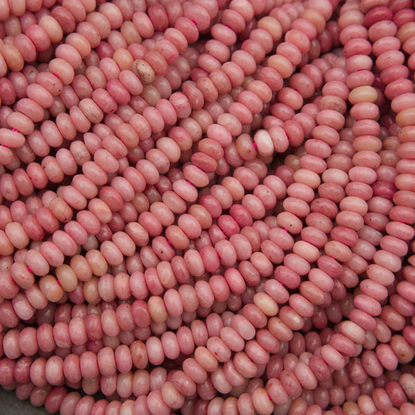 Pink gemstone rondelle beads in soft blush and rose tones