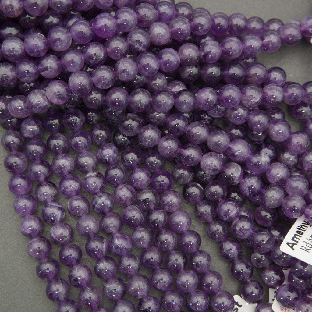 Purple beads on a gray background