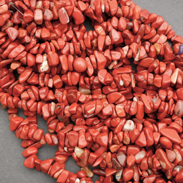 Red stone chips on a gray background