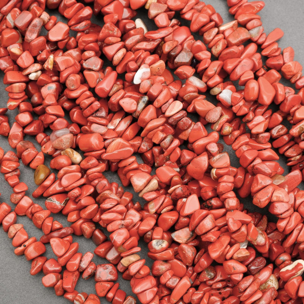 Red stone chips on a gray background