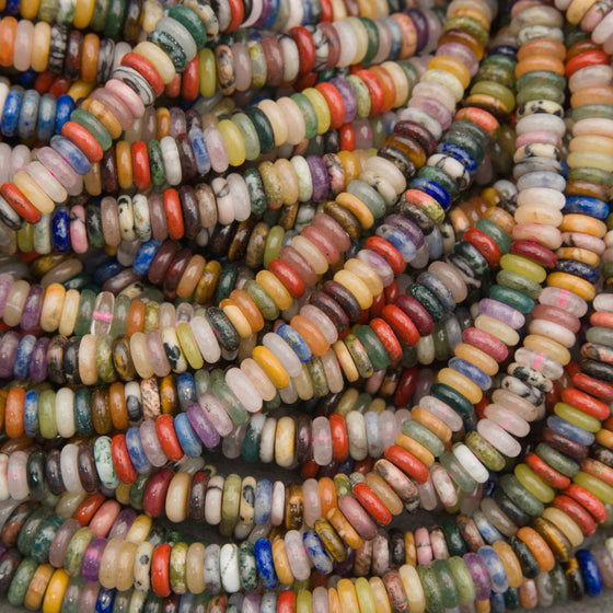 Multicolor gemstone rondelle beads in assorted natural colors