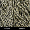 Close-up of small beads with size specifications 4x6mm and 5x8mm.
