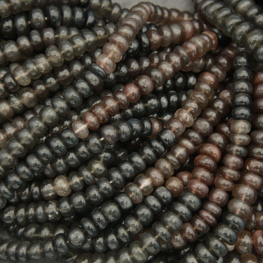 Close-up of dark brown and black beads