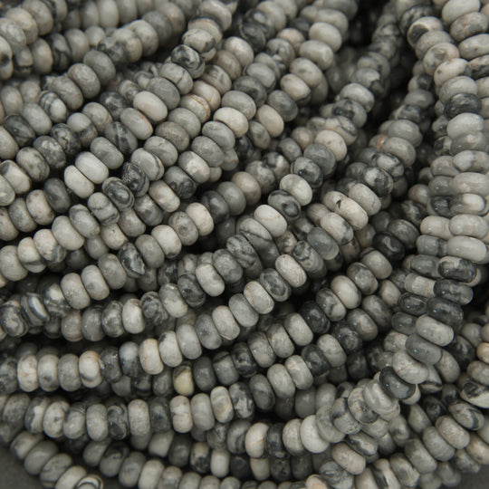Silver Crazy Lace Agate · Smooth · Rondelle · 2x4mm
