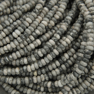 Silver Crazy Lace Agate · Smooth · Rondelle · 2x4mm