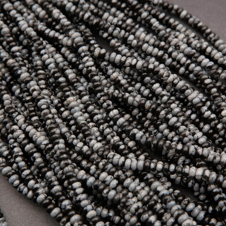 Black and grey snowflake obsidian beads.