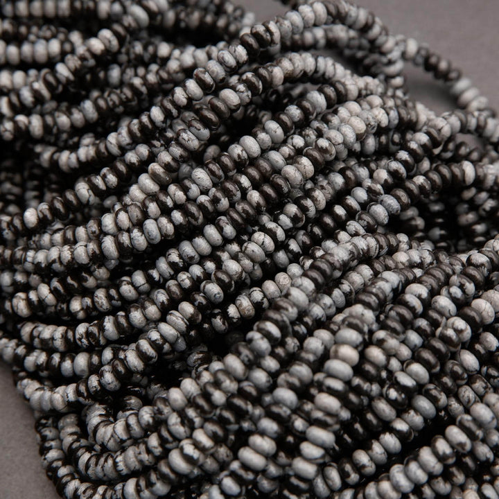 Black and grey snowflake obsidian beads.