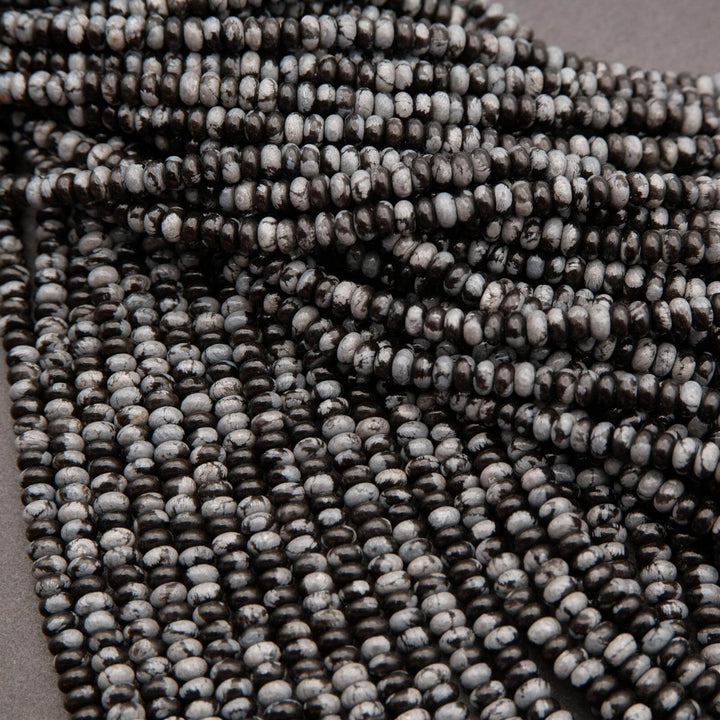 Black and grey snowflake obsidian beads.