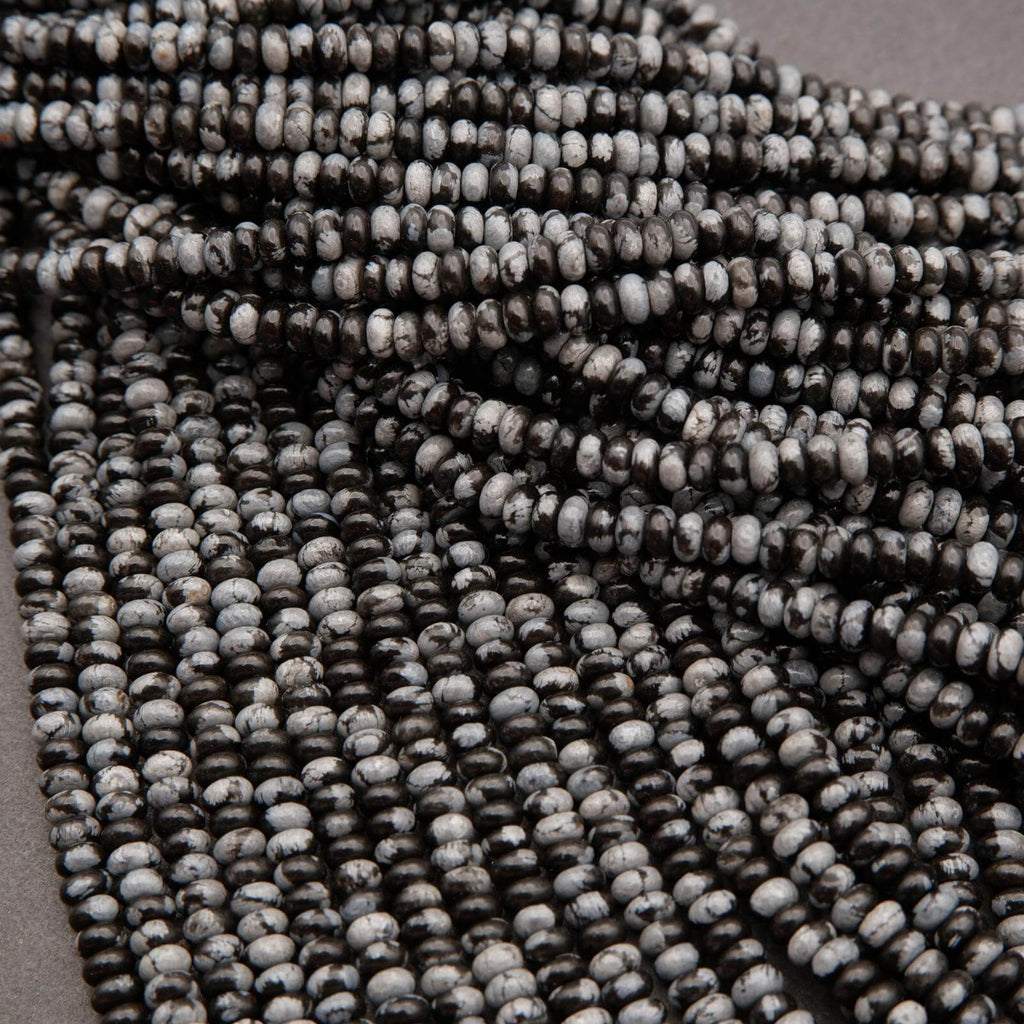 Black and grey snowflake obsidian beads.