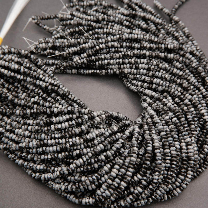 Black and grey snowflake obsidian beads.