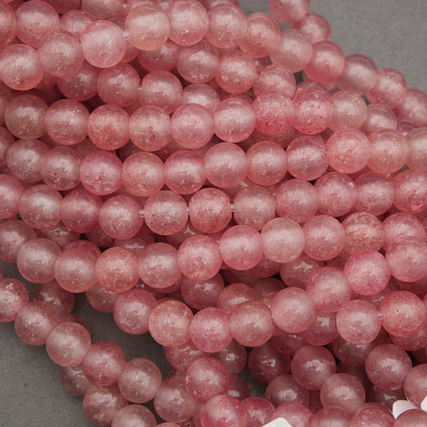 Natural Strawberry Quartz round gemstone beads