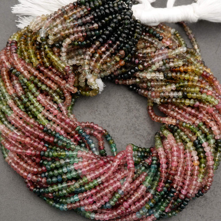 Multicolored beaded bracelet on a gray surface