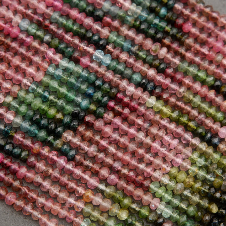 Close-up of multicolored beads arranged in a pattern
