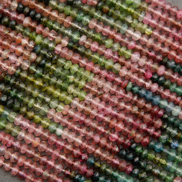 Close-up of multicolored beads arranged in a pattern