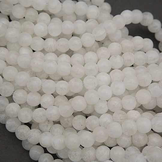 White Moonstone · Smooth · Round · 8mm, 10mm · Large Hole · 1/2 Strand