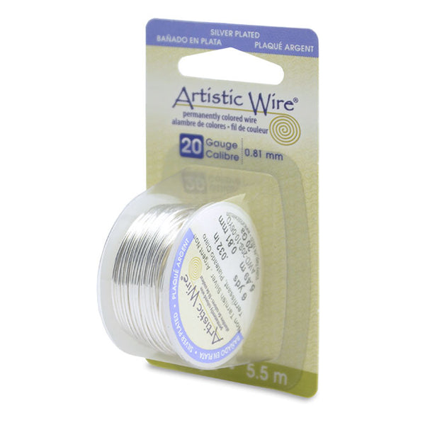 Artistic Wire, 20 Gauge (.81mm), Silver Plated, Tarnish Resistant Silver, 6yd (5.5m), Supply, Tejas Beads