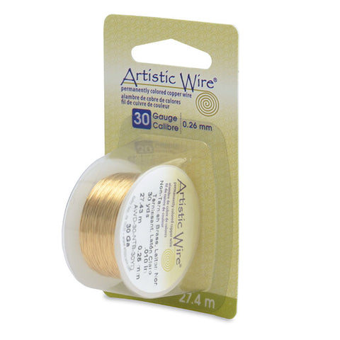 Artistic Wire, 30 Gauge (.26 mm), Tarnish Resistant Brass, 30 yd (27.4 m), Supply, Tejas Beads