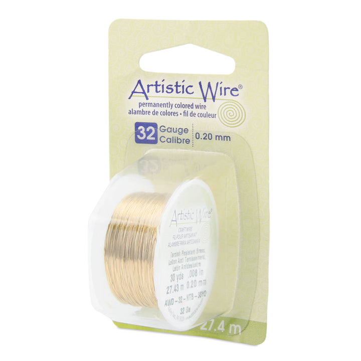 Artistic Wire, 32 Gauge (.20 mm), Tarnish Resistant Brass, 30 yd (27.4 m), Supply, Tejas Beads