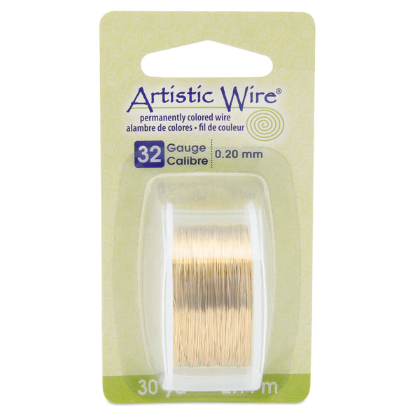 Artistic Wire, 32 Gauge (.20 mm), Tarnish Resistant Brass, 30 yd (27.4 m), Supply, Tejas Beads