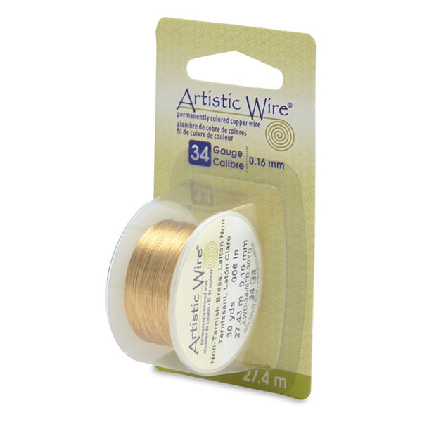 Artistic Wire, 34 Gauge (.16 mm), Tarnish Resistant Brass, 30 yd (27.4 m), Supply, Tejas Beads