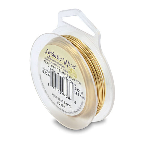 Artistic Wire, 20 Gauge (.81 mm), Tarnish Resistant Brass, 15 yd (13.7 m), Supply, Tejas Beads