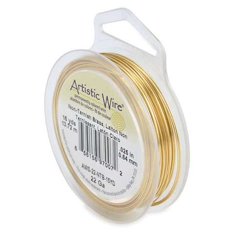 Artistic Wire, 22 Gauge (.64 mm), Tarnish Resistant Brass, 15 yd (13.7 m), Supply, Tejas Beads