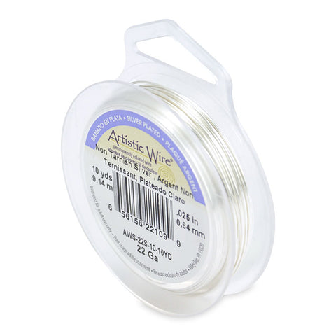 Artistic Wire, 22 Gauge (.64mm), Silver Plated, Tarnish Resistant Silver, 10 yd (9.1 m), Supply, Tejas Beads