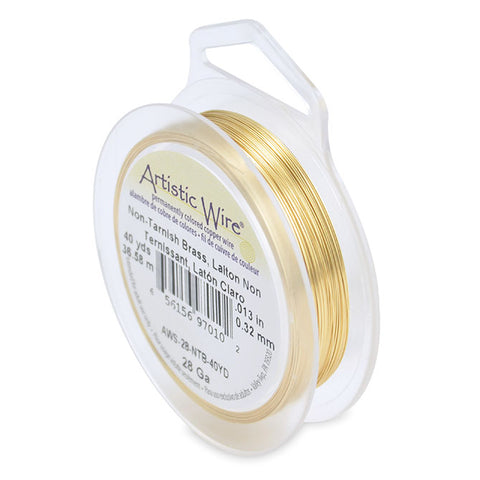 Artistic Wire, 28 Gauge (.32mm), Tarnish Resistant Brass, 40yd (36.5m), Supply, Tejas Beads
