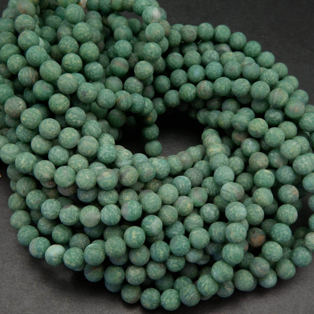 African Green Jade beads in matte finish.