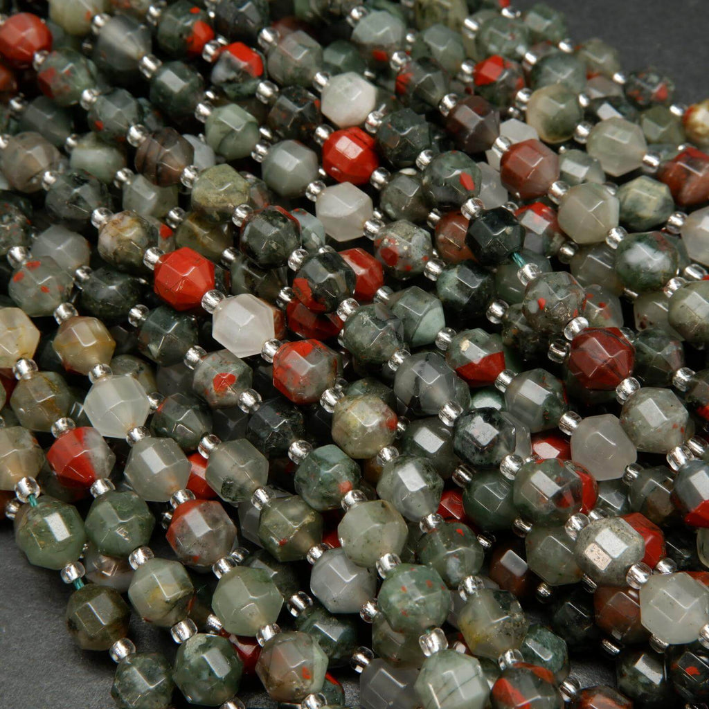 African Bloodstone prism beads.