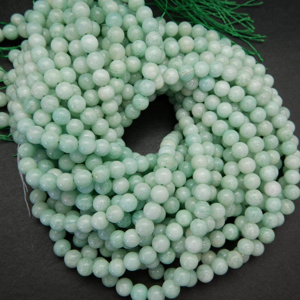 Blue green amazonite beads.